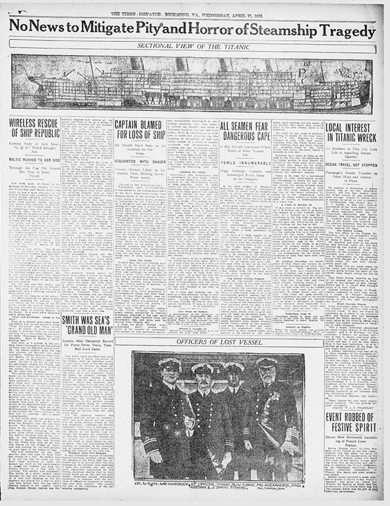 The Times Dispatch du 17/04/1912